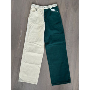 Shekou Denim Two Tone Jeans Size Medium‎ Cream and Green